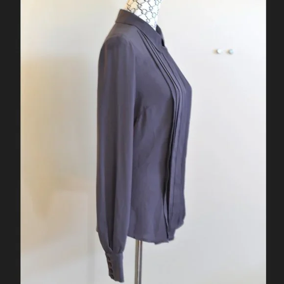 CUE - Womens button up grey blouse - Size 6 - Picture 2 of 6
